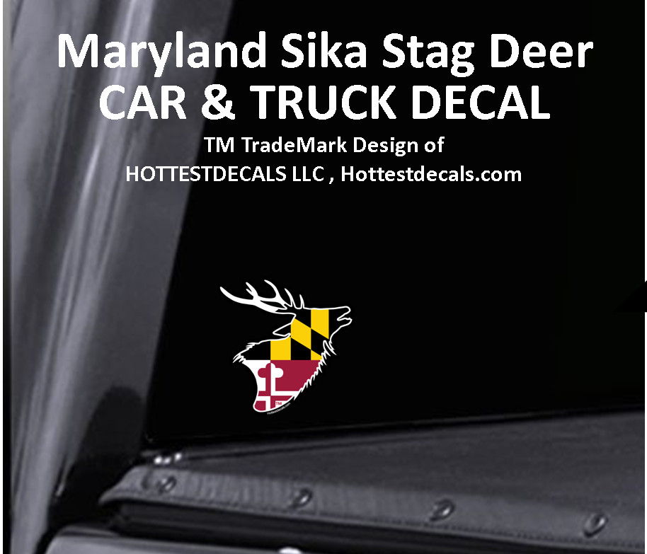 SIKA DEER DECAL Maryland Flag Sticker REED CAMO MARSH WEED Vinyl Car Truck Boat