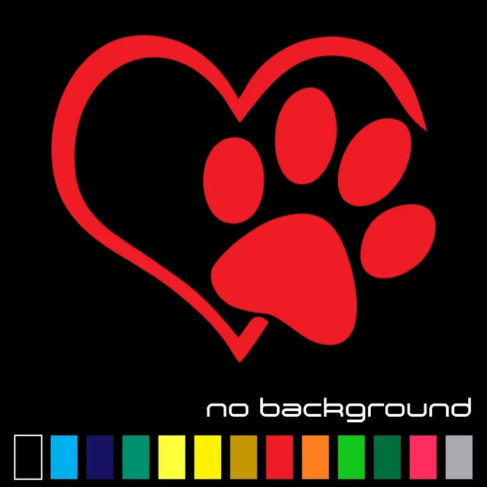 PAW PRINTS with HEART Decal Vinyl Stickers | Love of Dog Cat Puppy Pet