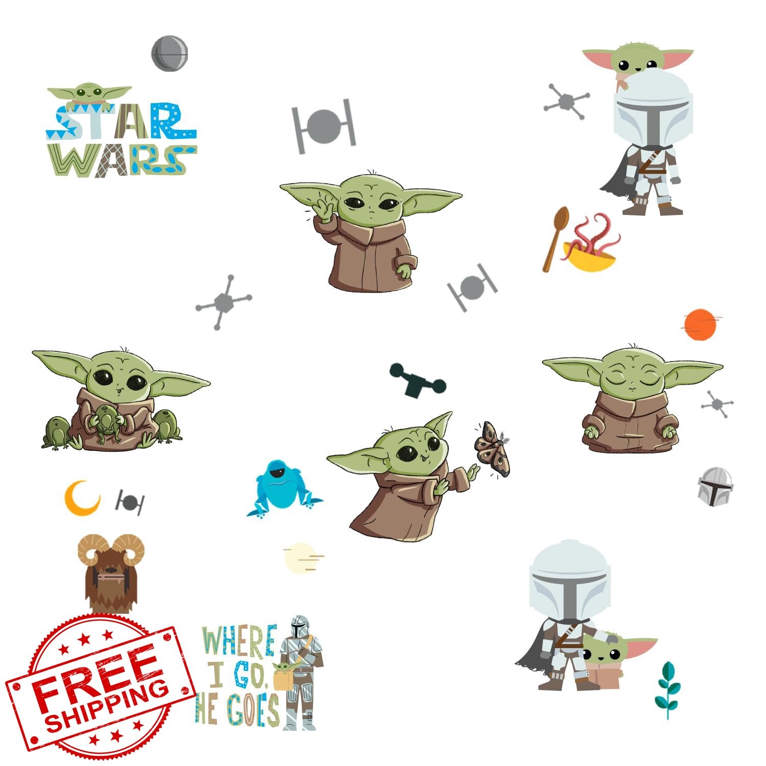 RoomMates Star Wars Wall Decals Green Brown Blue