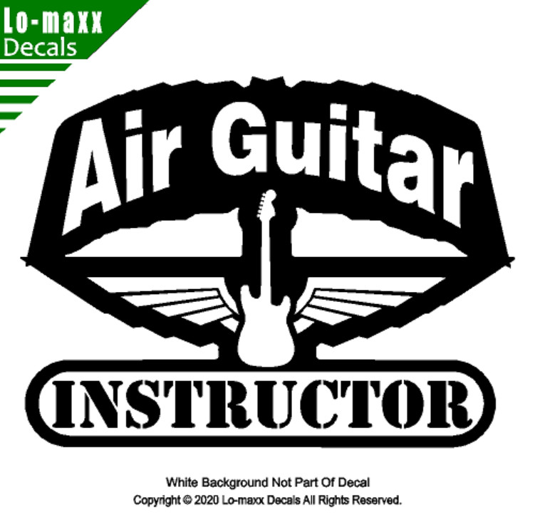 Air Guitar Instructor Rock & Roll Winged Electric Guitar Die Cut Vinyl Decal