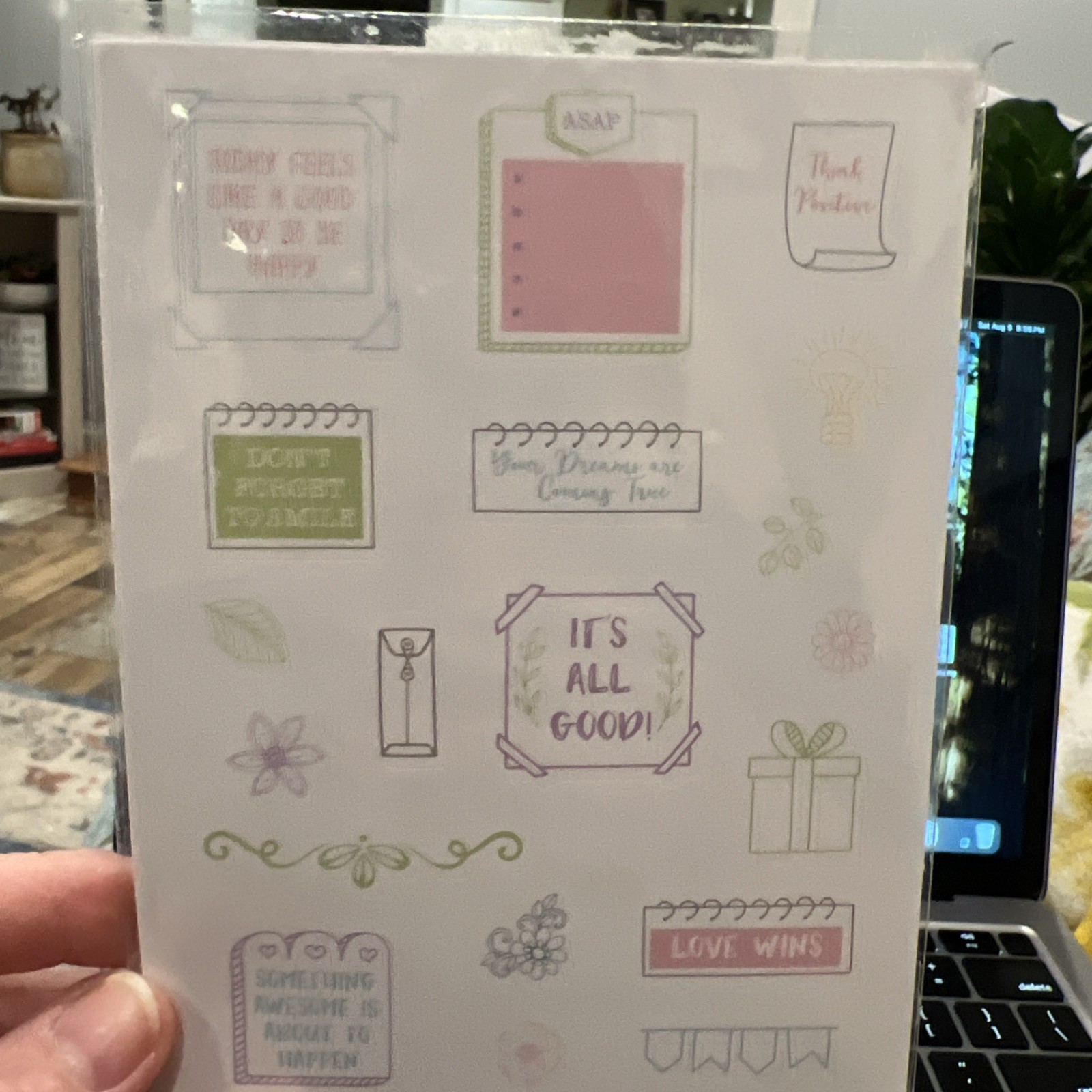Pen and Gear Stickers 4 Sheets Think Positive Inspirational Note Smile Love Wins