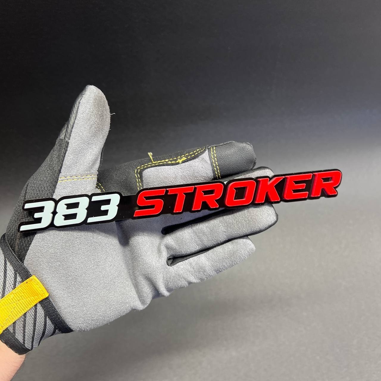 1X 383 stroker Custom 3D Car Emblem Multicolor Acrylic Badge Gray / Red / black