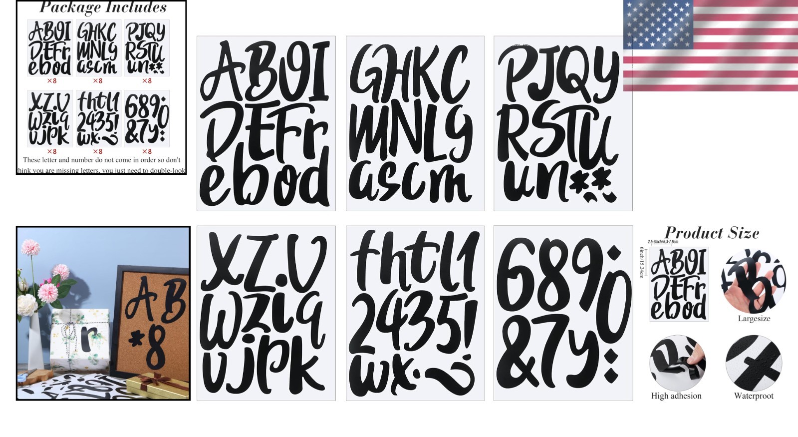Large Vinyl Letters Set – Self Adhesive, 6 Inch, 576 Pieces