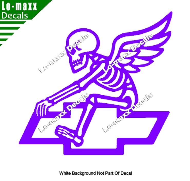 Chevy Bowtie Reaper Skeleton Wings Car Truck Die Cut Vinyl Decal Sticker