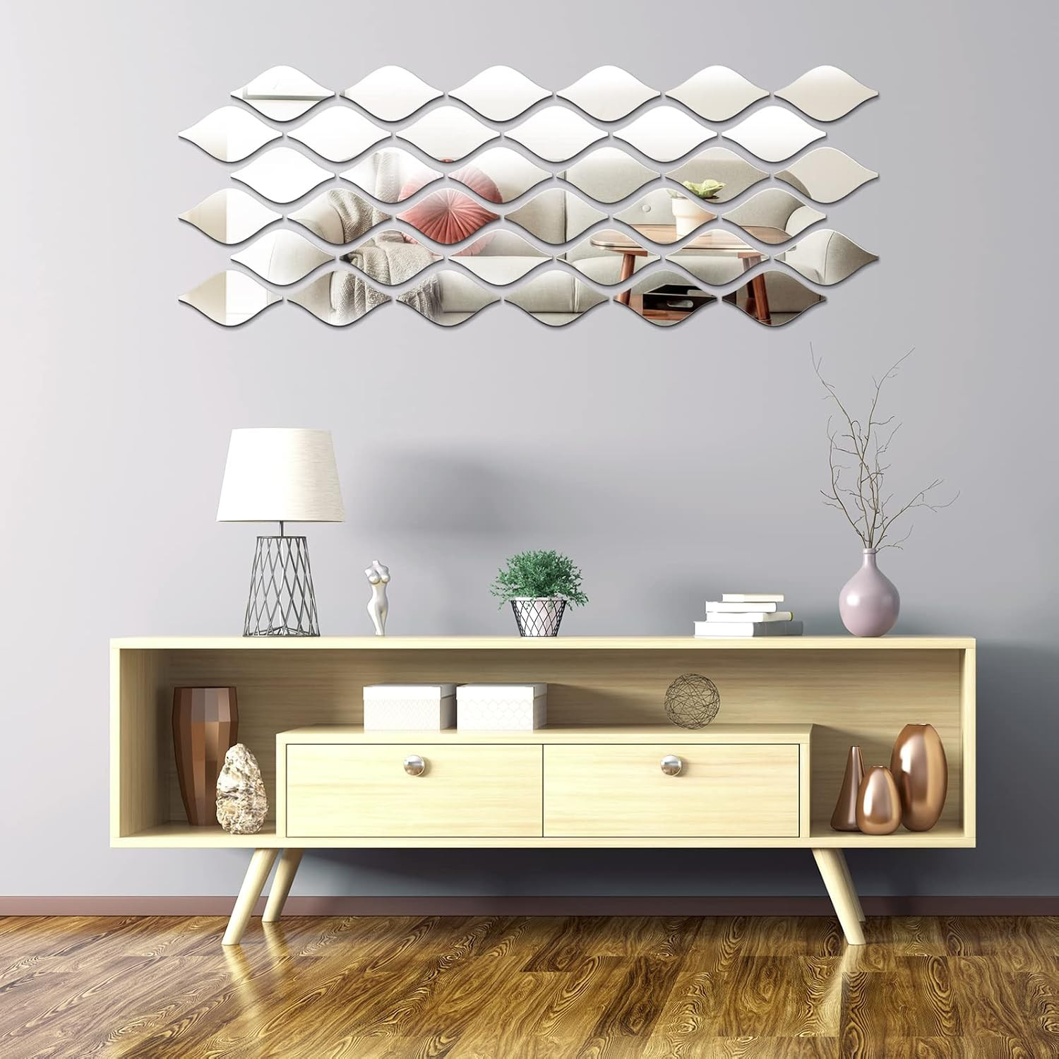 30 Pcs Mirror Wall Stickers Decor Acrylic 3D Tear Drop Decorative Mirrors Sticke