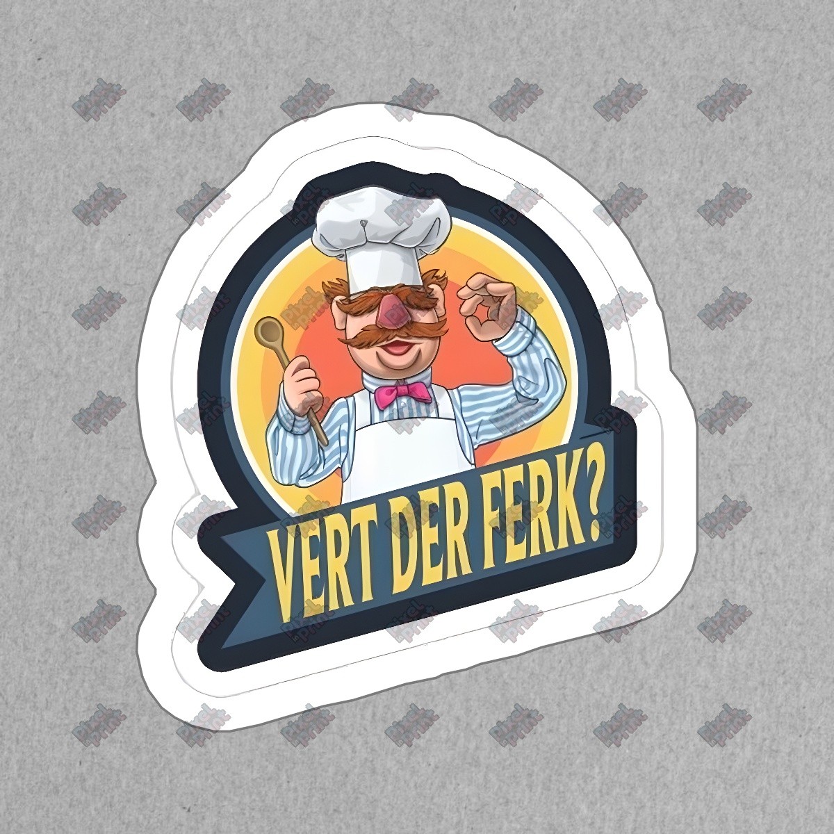 Funny Chef Vinyl Sticker Vert Der Ferk? Decal for Kitchen Decor, #110018