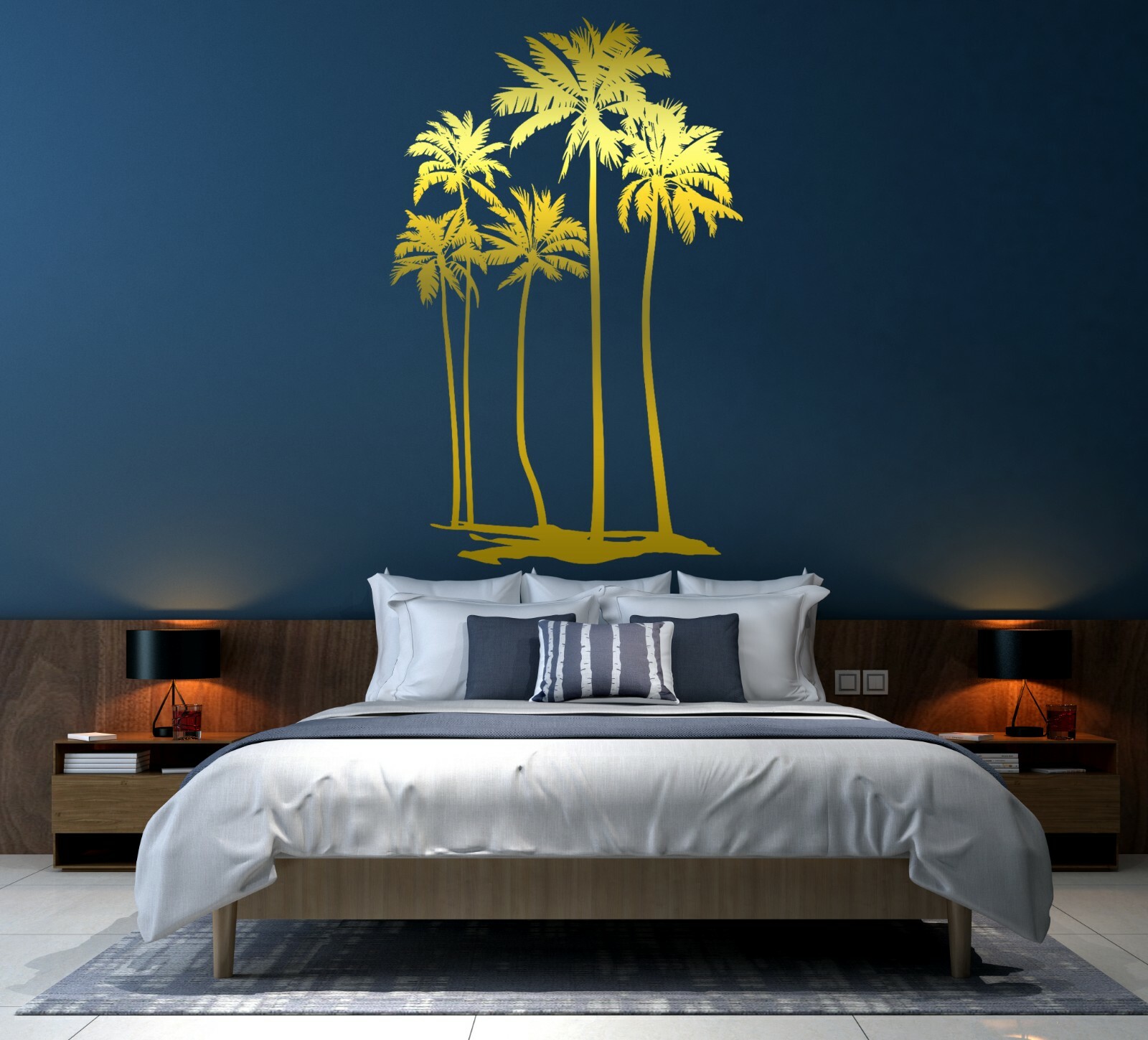 Tropical Palms Wall Decal Set Palm Leaves Floral Organic Sticker Tropical Décor