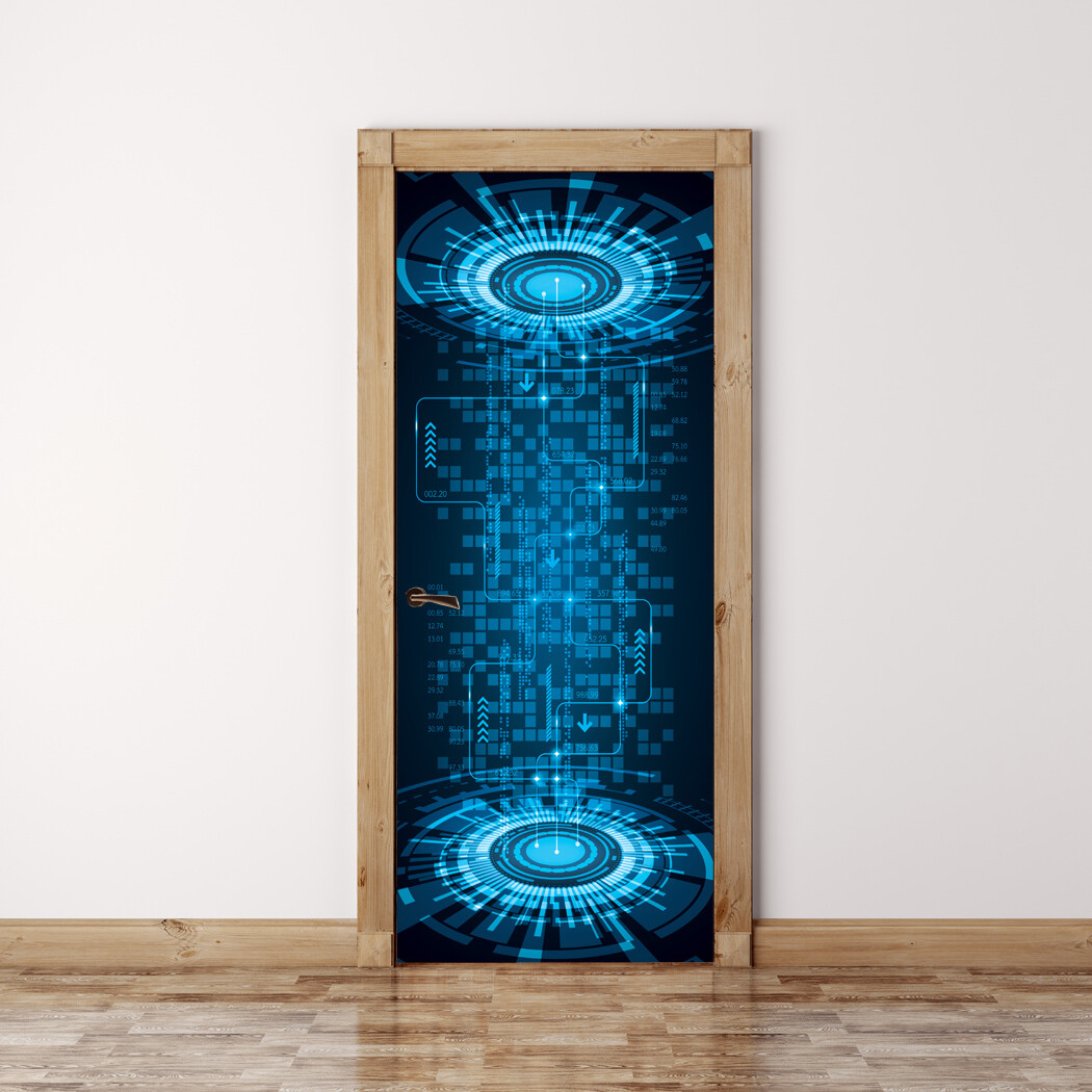 Door Mural Teleport gate – Self Adhesive Fabric Door Wrap Wall Sticker