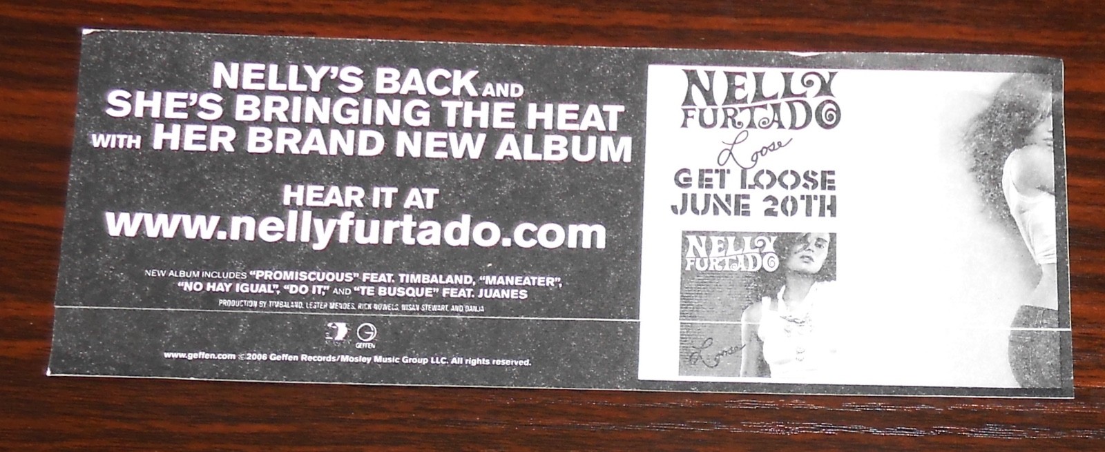 Nelly Furtado Get Loose Sticker Promo RARE 8×3
