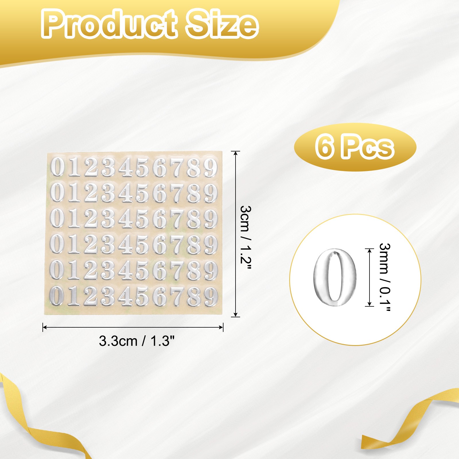 6Sheets Letter Stickers 0.35"Letter Stickers Alphabet Stickers(SilverUppercase)