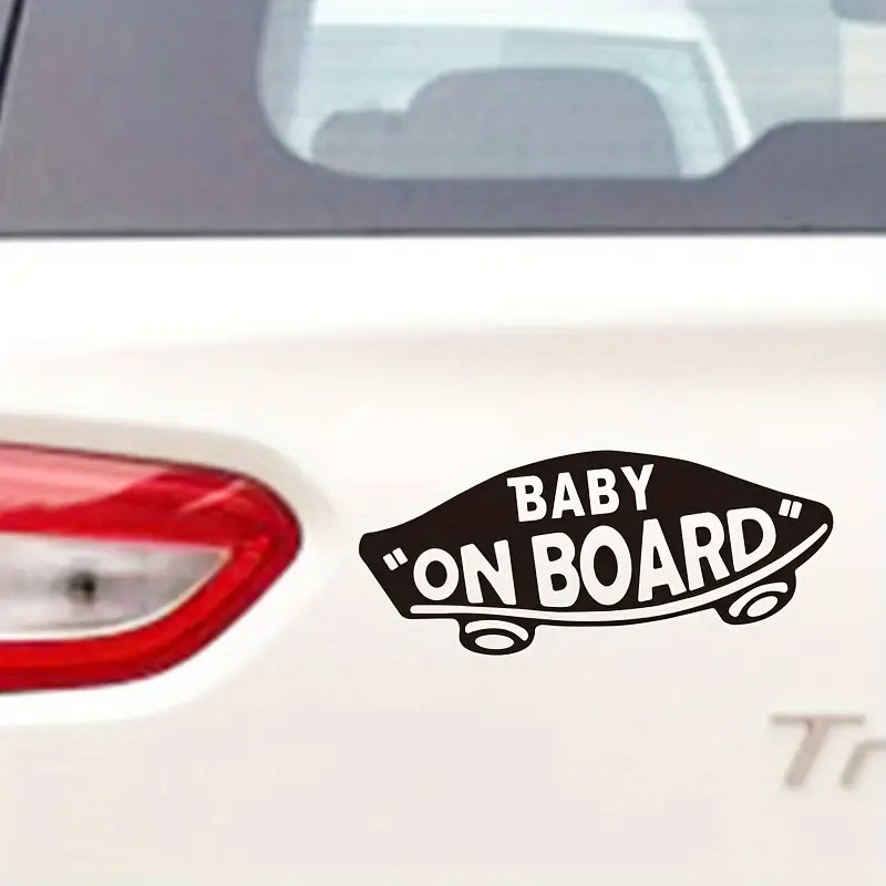 Sleek Black & White 'Baby on Board' Car Sticker – vehicle safety sticker – Vinyl
