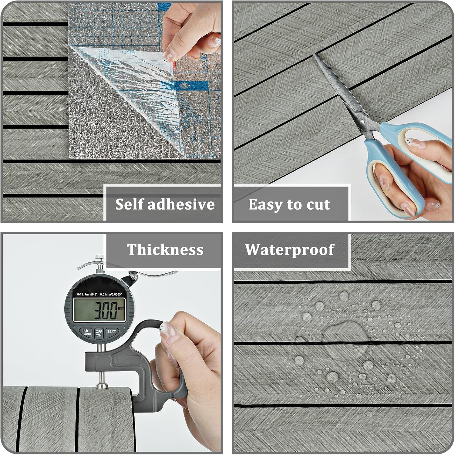 Grey Wood Wall Slat Panels Peel and Stick 3D Fluted Wood Panels for Interior Wal