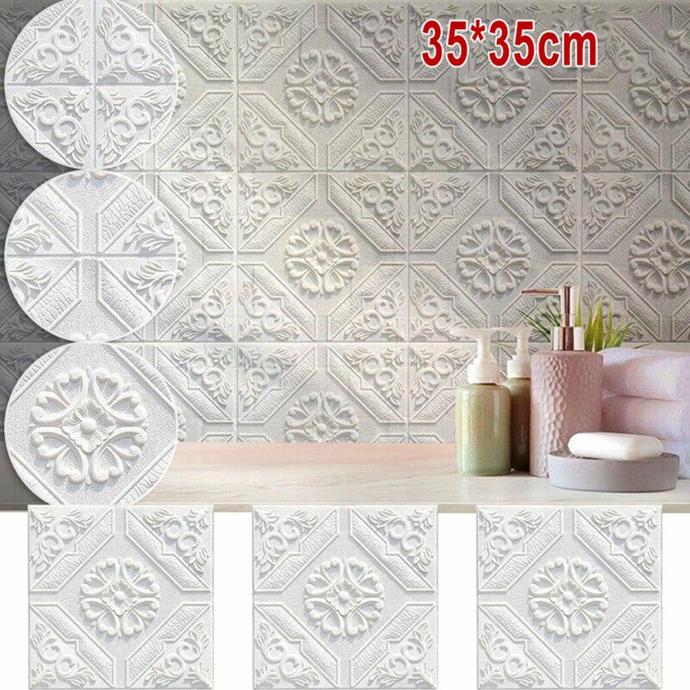 10pcs 3d Tile Brick Wall Sticker,self Adhesive Waterproof Foam Panel Wallpapers