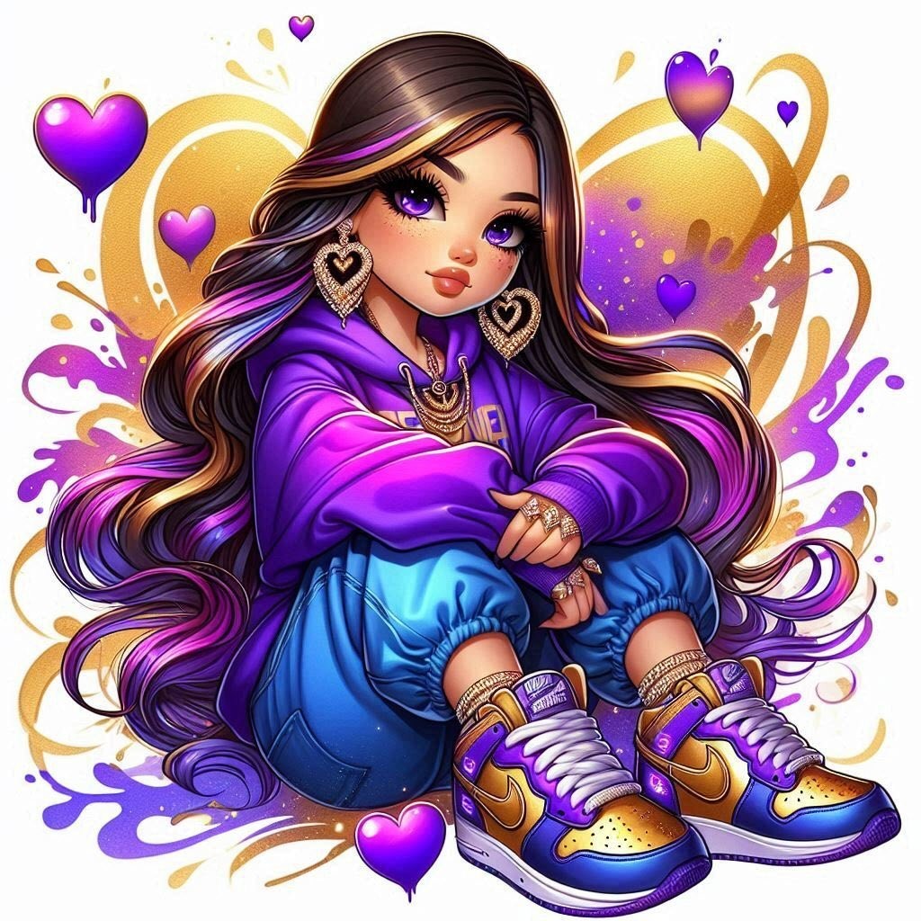 Purple and Yellow pretty girl Sticker Decal Laptop Wall Mirror Cup Tumblr Locker