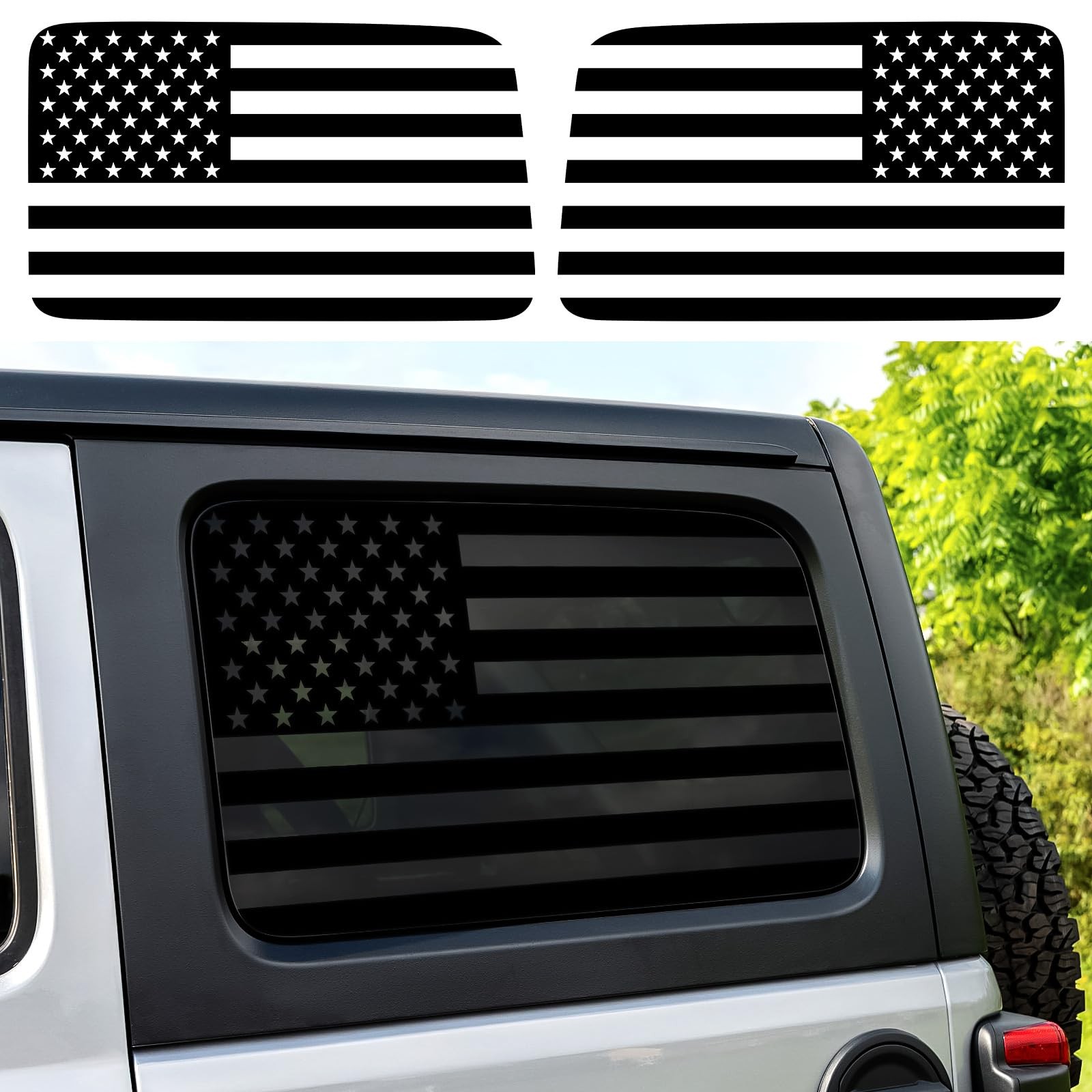 Black Rear Window American Flag Decal for Jeep Wrangler JL JLU 2018 2019 2020…