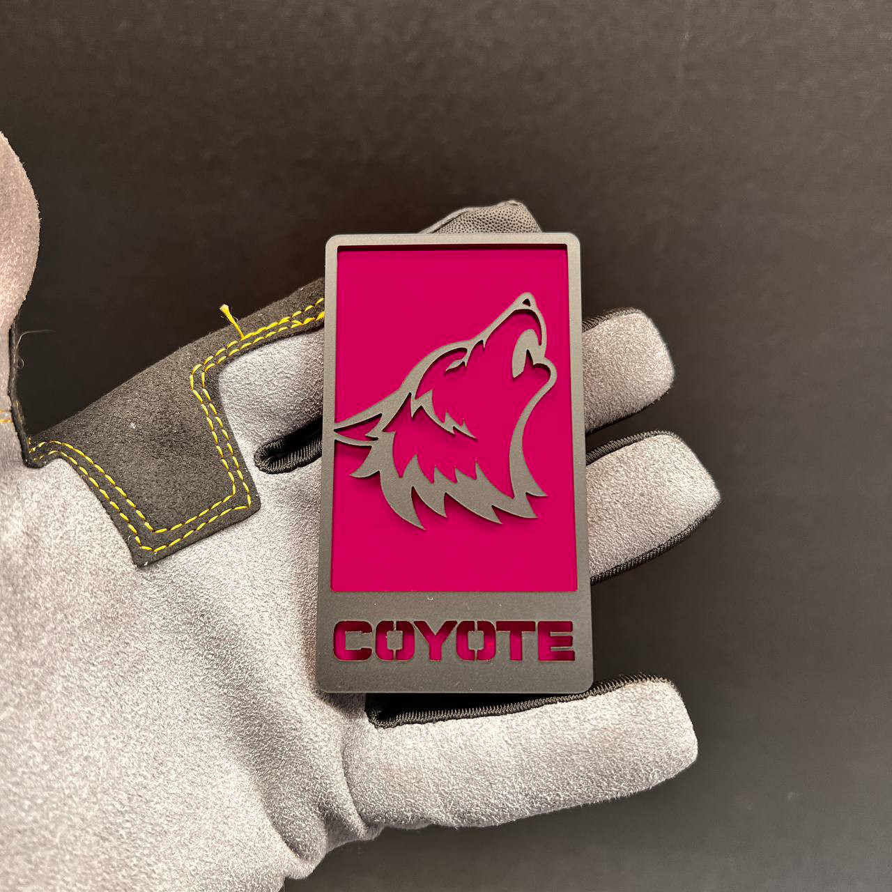 Coyote Car Badge Emblem Grill – BLACK ON PINK Trunk Aggressive Racing (1PC)