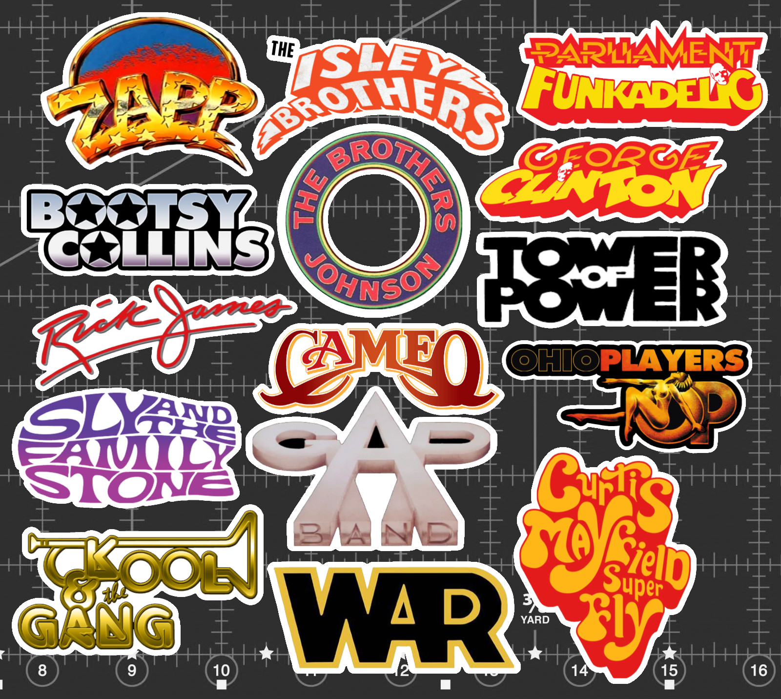 15 Funk Band Logo Stickers -Clear, Holographic, or White – Parliament Funkadelic