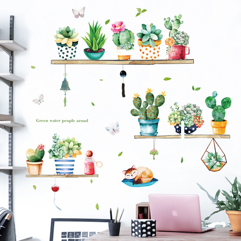 Removable Vinyl Wall Decal succulents Sticker Art Home living Room DIY Decor