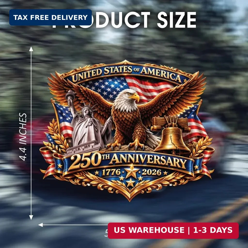 2pcs 250th Anniversary USA Car Decal Sticker, Patriotic Bald Eagle 1776-2026 Vin