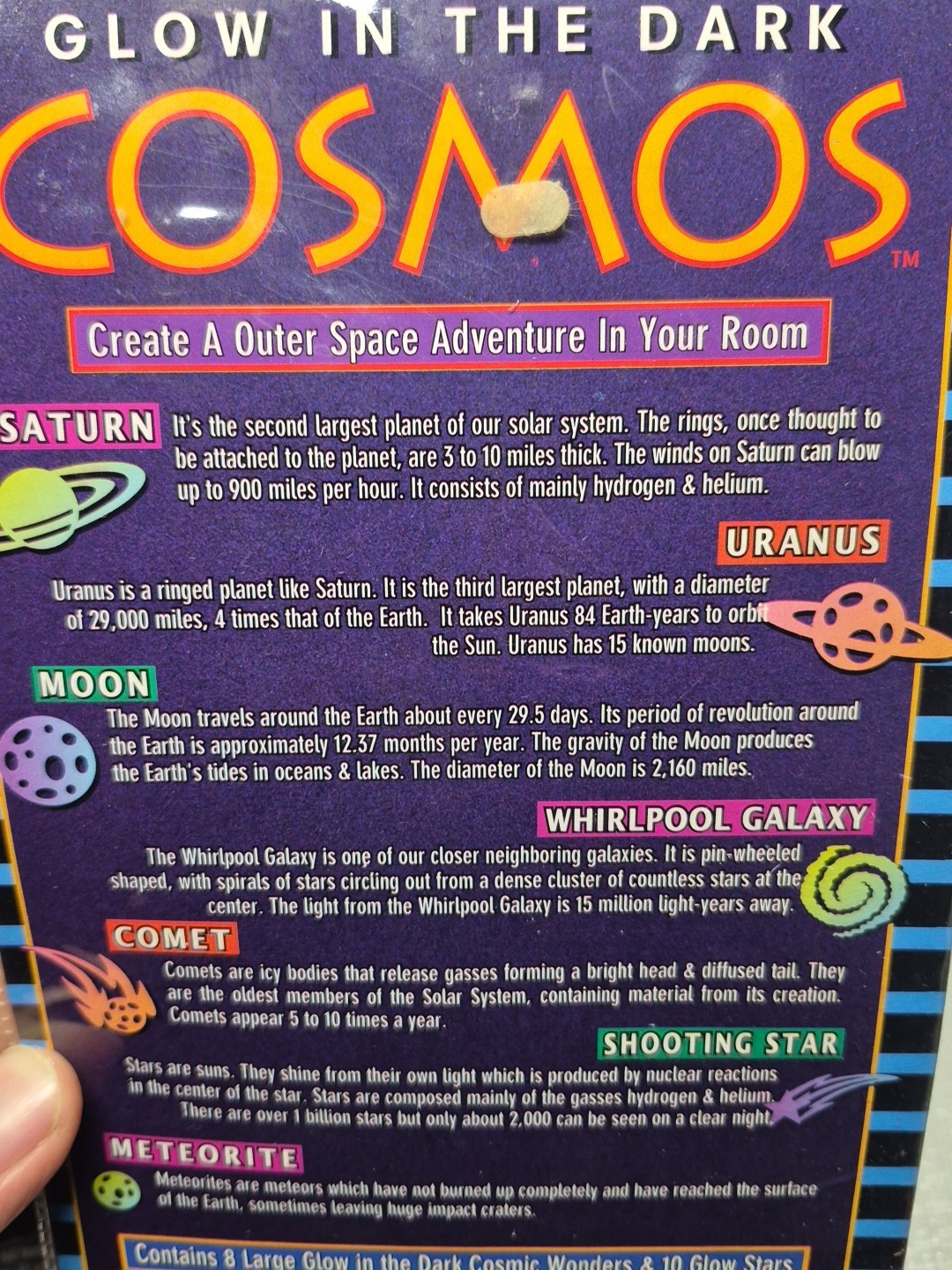 Vintage Illuminations 1997 Glow In The Dark Ceiling Stars Planets Comets Cosmos