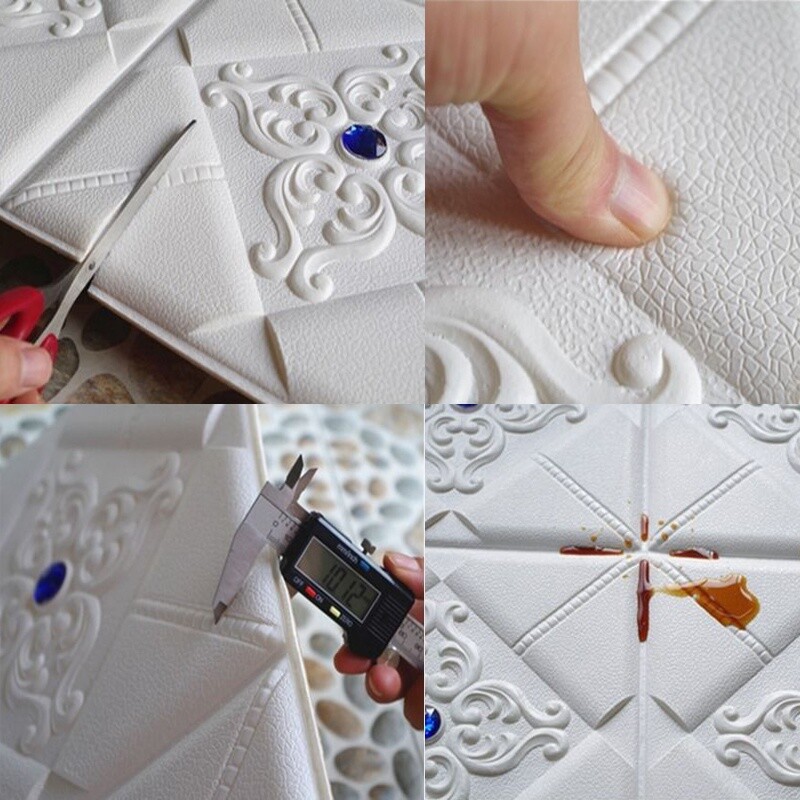 3D Embossed Wall Sticker Self-adhesive Wallpaper Beads Decal DIY Home Decor