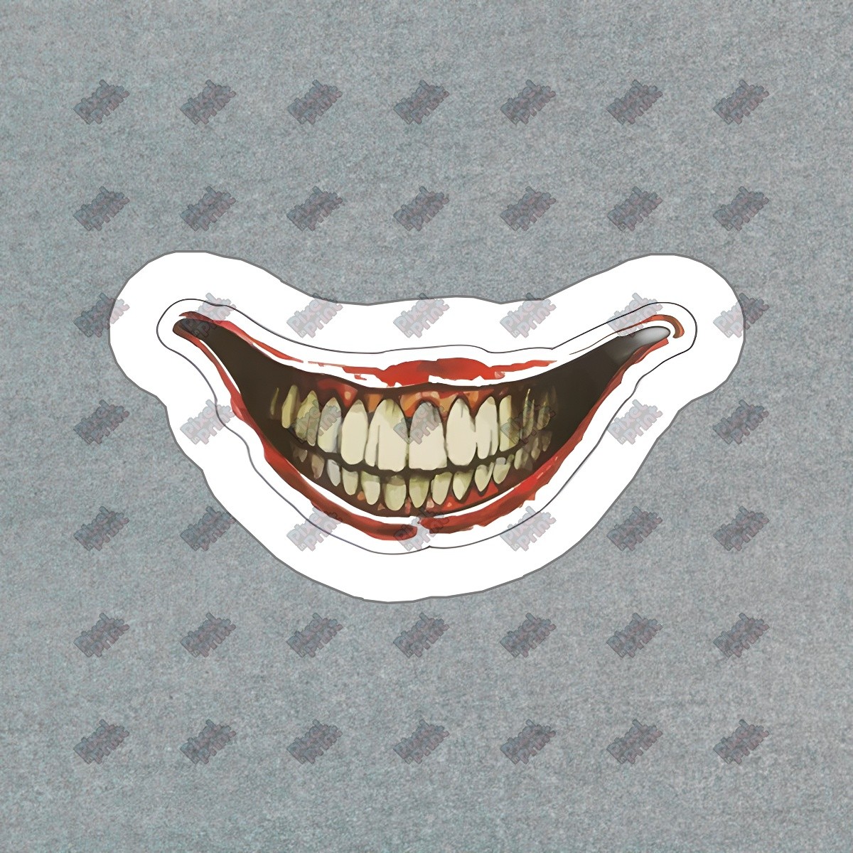 Creepy Grinning Mouth Vinyl Sticker Unique Horror Decal for Laptops, #125496