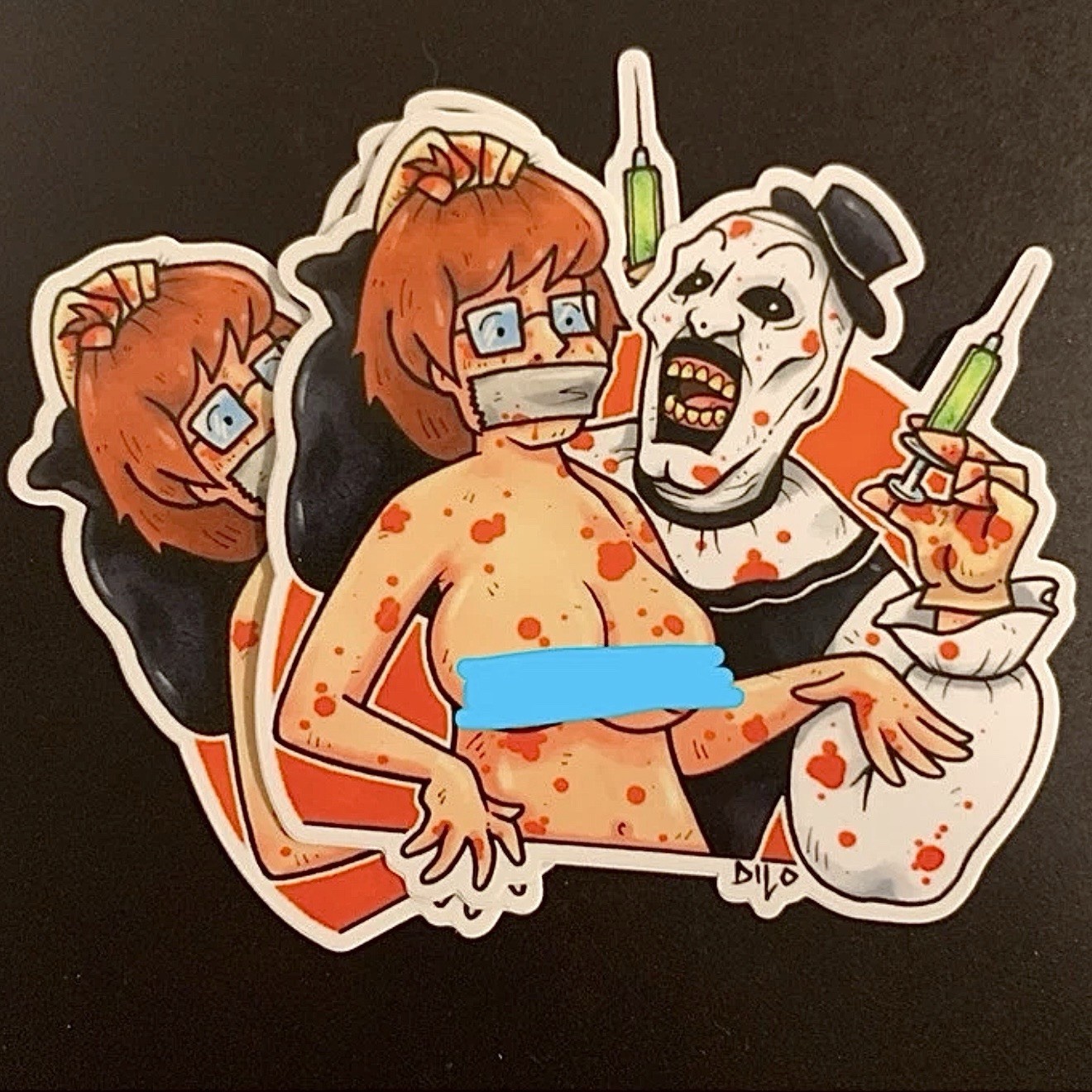 Terrifier Sticker Set (2) Art The Clown Stickers Sexy Girl Velma Scooby Mashup