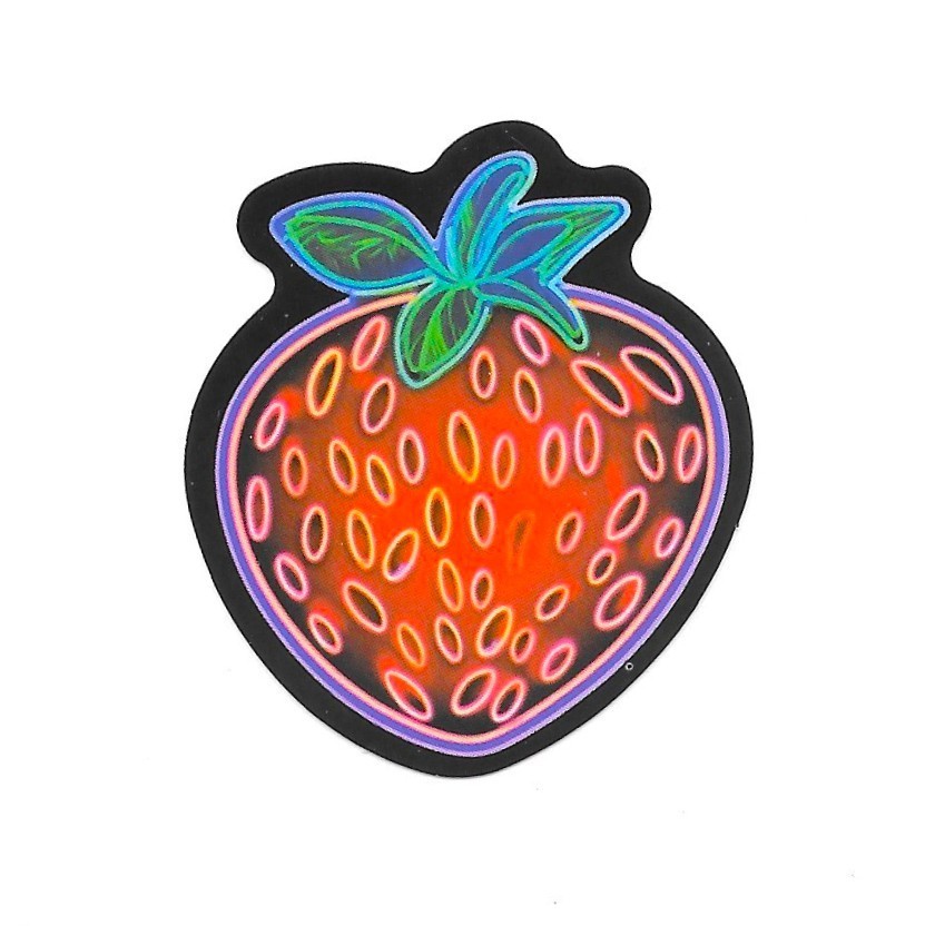 Retro Strawberry Vinyl Sticker Neon Airbrush Aesthetic Decal Glow Fruit Red Art