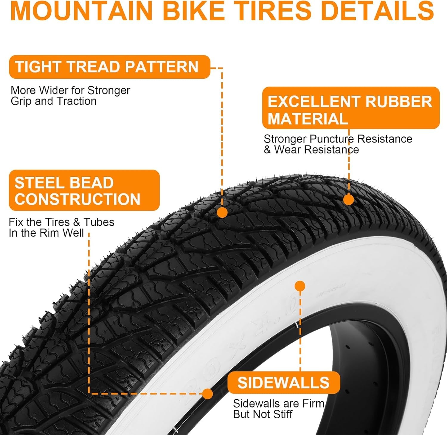 2-Pack 20X4.0 Fat Bike Tire, 20 Inch Mountain Bike Tires & Tubes Set, Folding Re