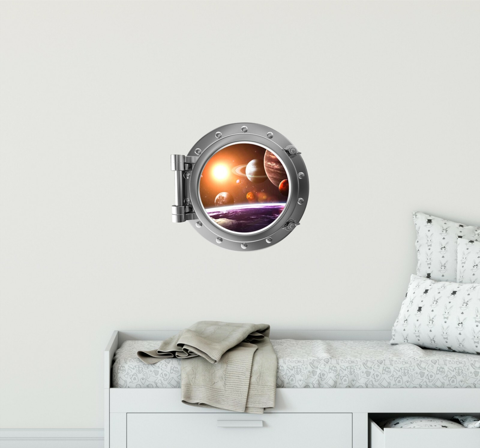 PortScape Solar System #3 Space Porthole Window Wall Decal Vinyl Wall Sticker