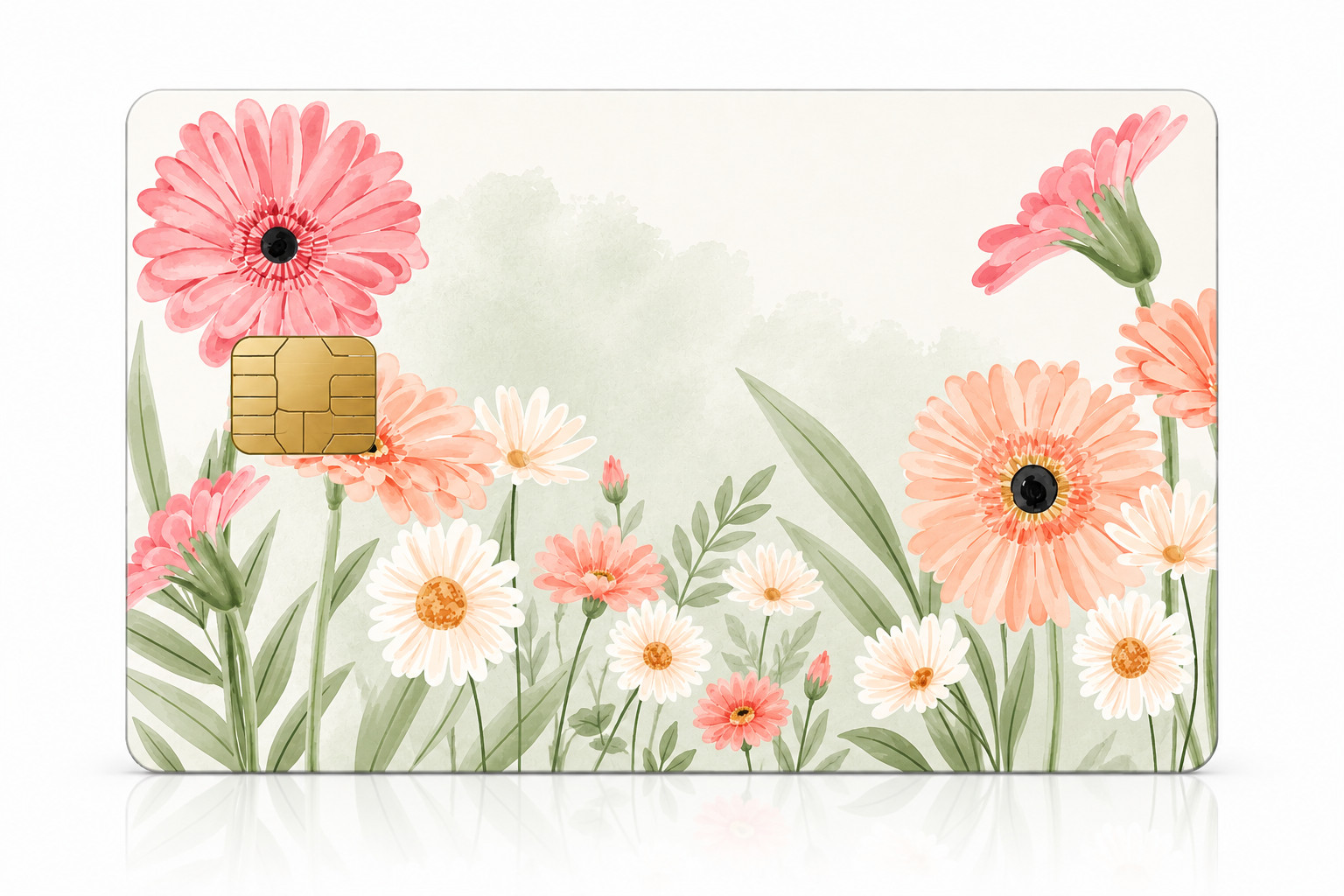 Pastel Daisy Floral Credit Card Skin Botanical Vinyl Card Wrap