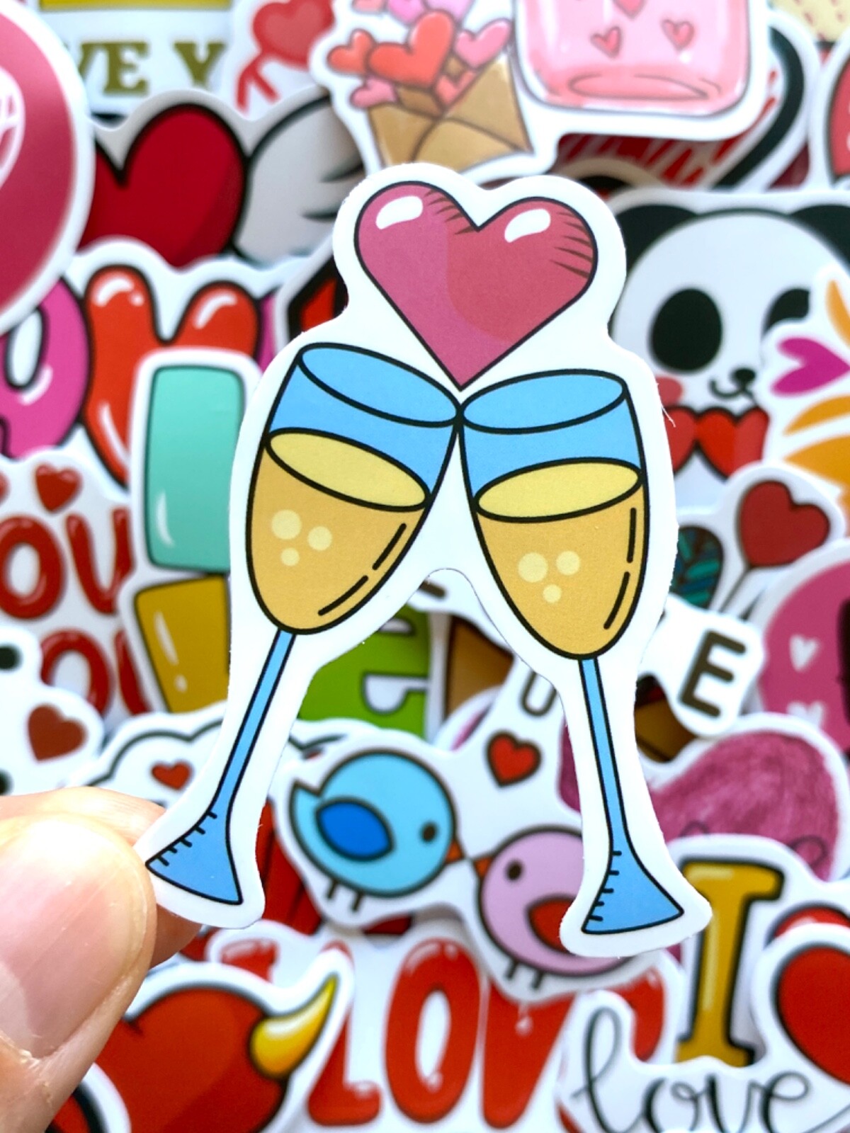 5-50 pcs Love Stickers, Valentines Cute Heart Red Water Bottle Car Laptop Decals