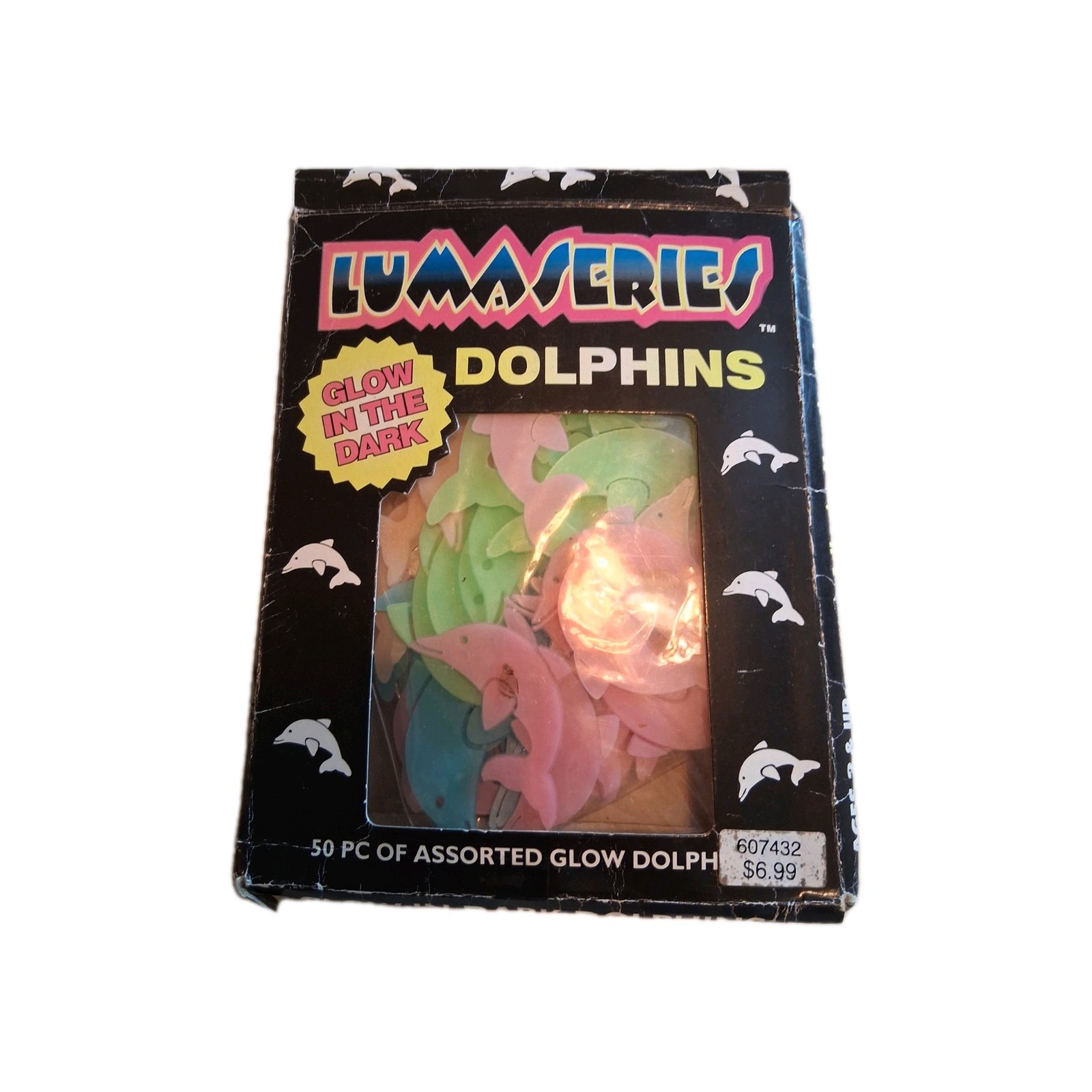 Vintags 90's Y2K Spencer's Lumaseries Glow In The Dark Stick On Dolphins 1999