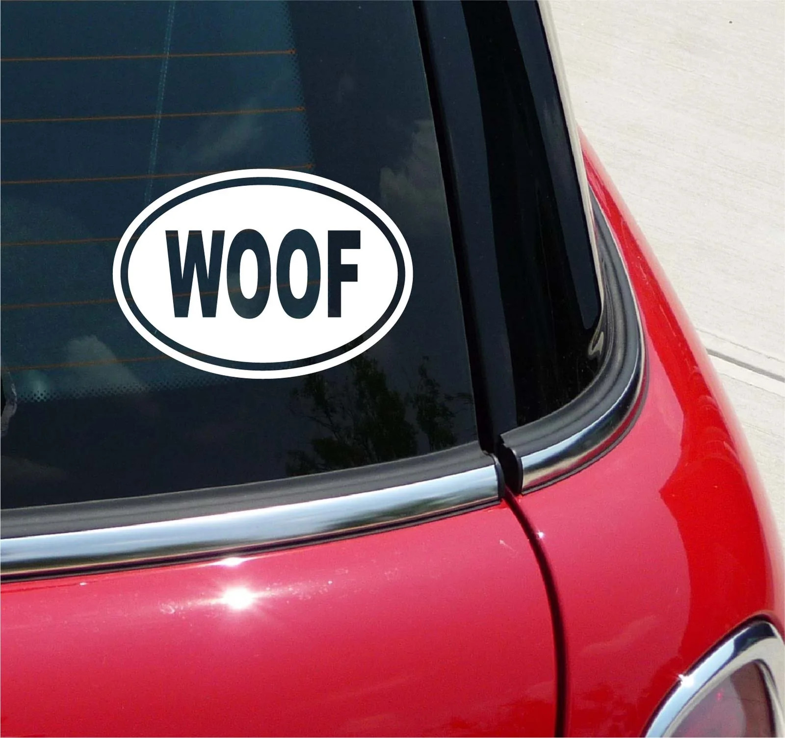 Euro Woof Dog Puppy Pet Decal Sticker Car Wall Oval NOT Two Colors