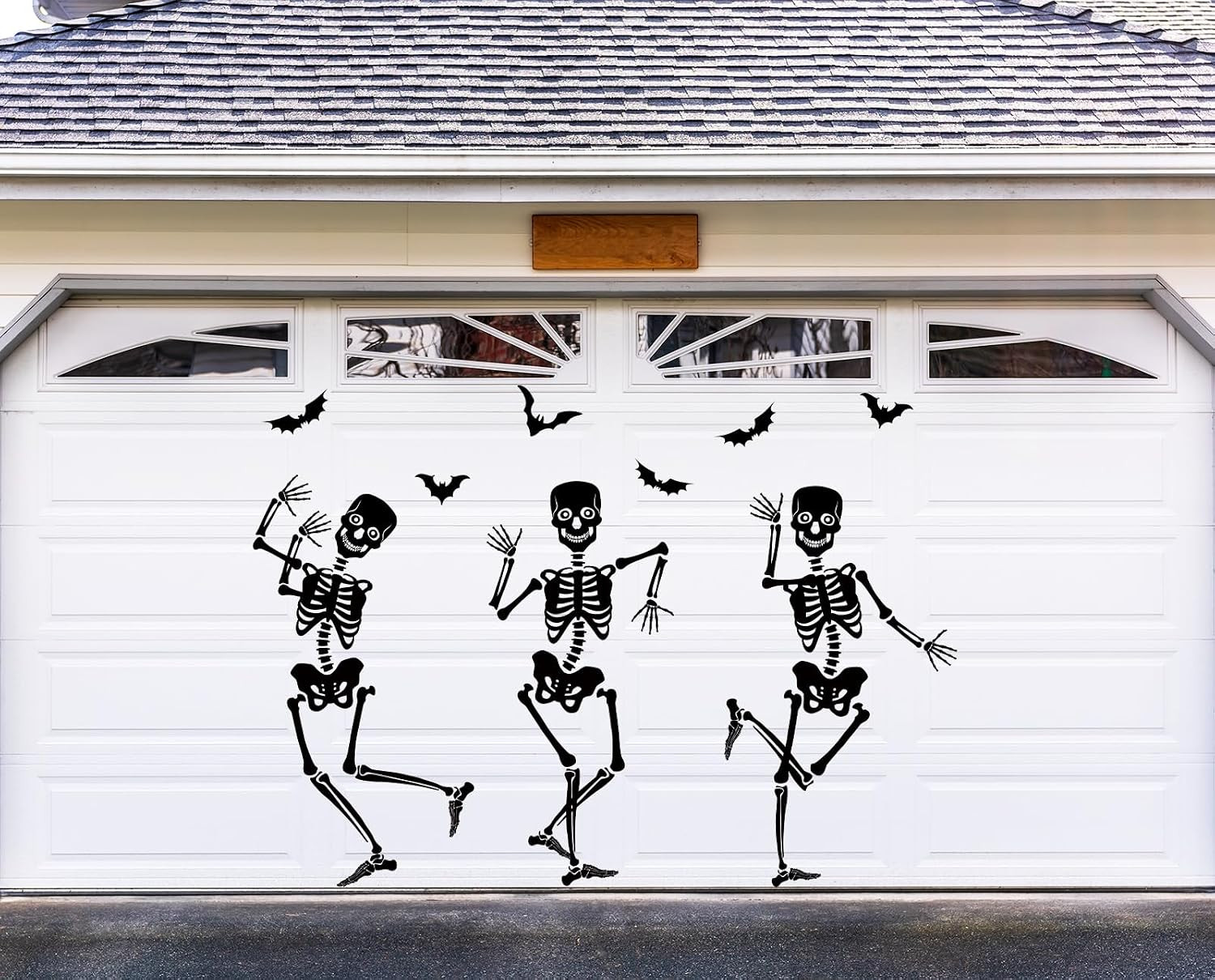 31Pcs Halloween Garage Decoration Magnet Stickers Black Dancing Skeleton Bat Ref