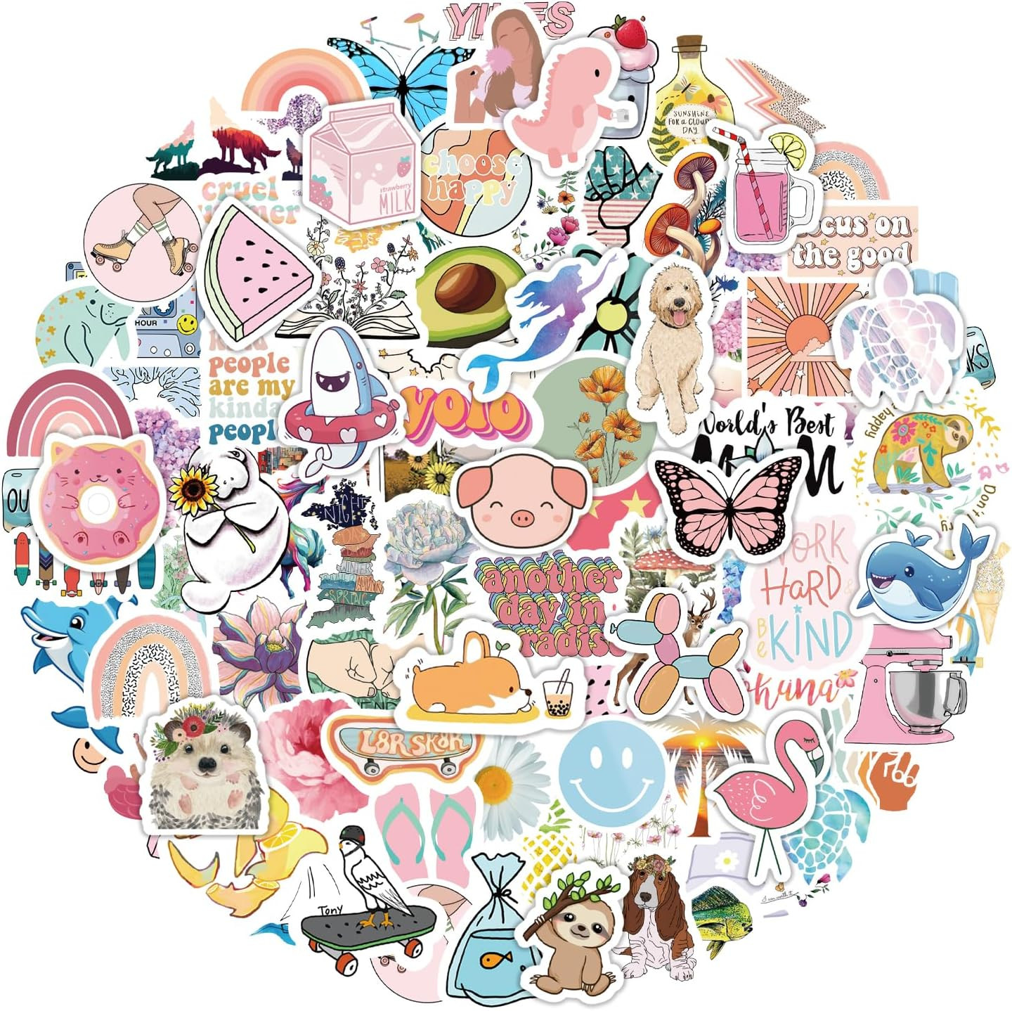 200Pcs Water Bottle Stickers for Kids, Cute Stickers for Water Bottles, Vinyl Wa