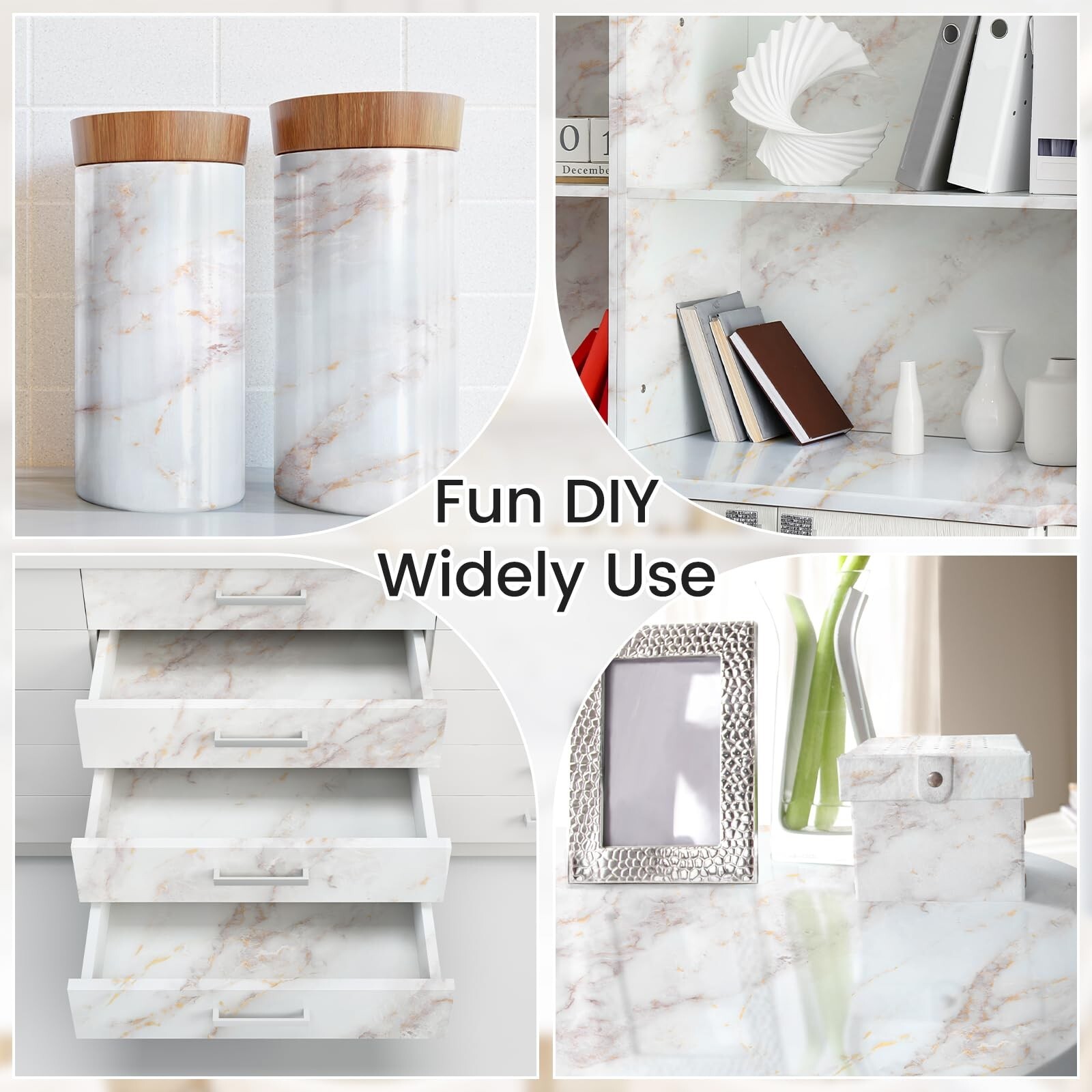 rabbitgoo Glossy Marble Contact Paper Peel and Stick Wallpaper 17.5" X 78.7" …