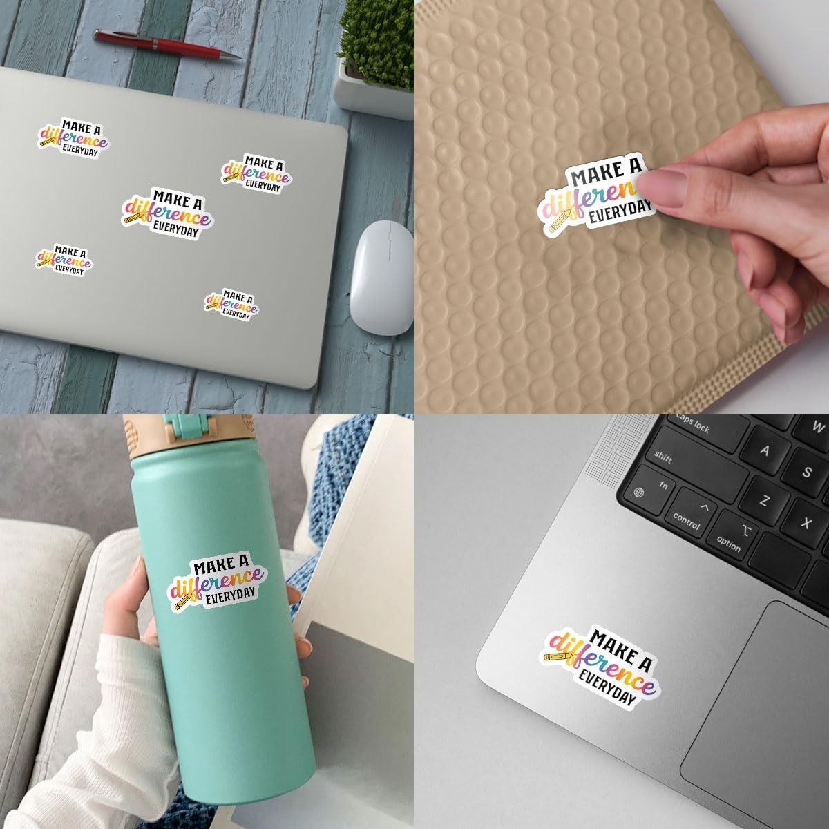 3Pcs Make A Difference Every Day Sticker Funny Teacher Gift for Teachers Crayon