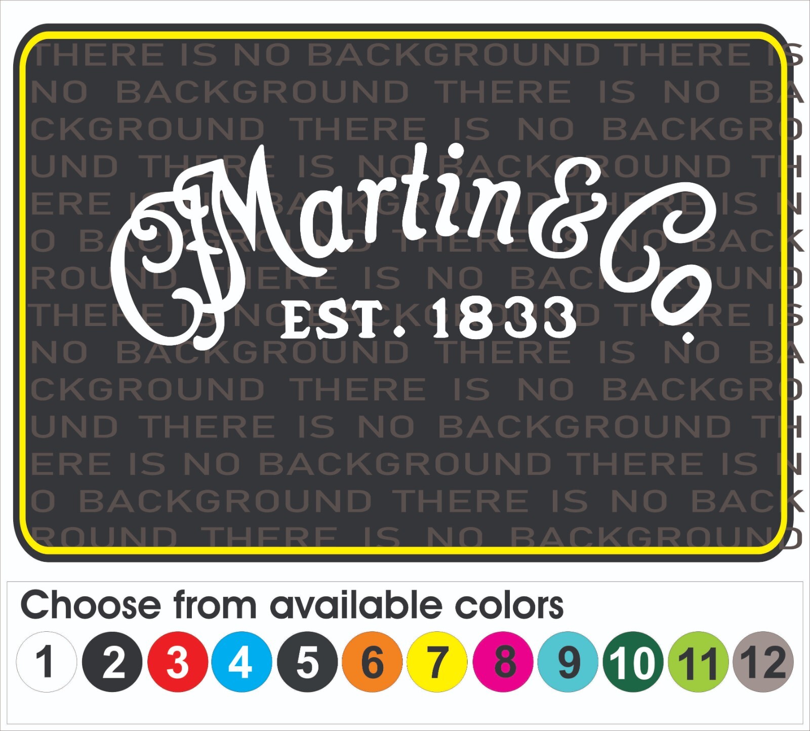 This decal/sticker is compatible with Martin Guitars cases and others 9"