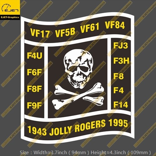Jolly Rogers VF-84 1943-1995Vinyl Sticker Luggage laptop Car Motocycle Skatebord