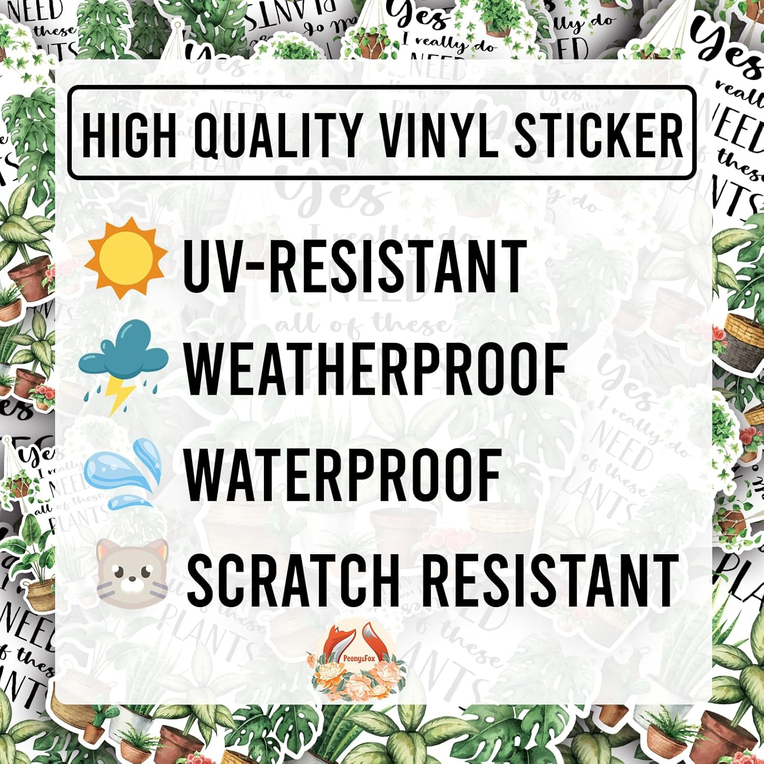 (5Pcs) Yes I Really Do Need All of These Plants Sticker Botanical Lover Decal Wa