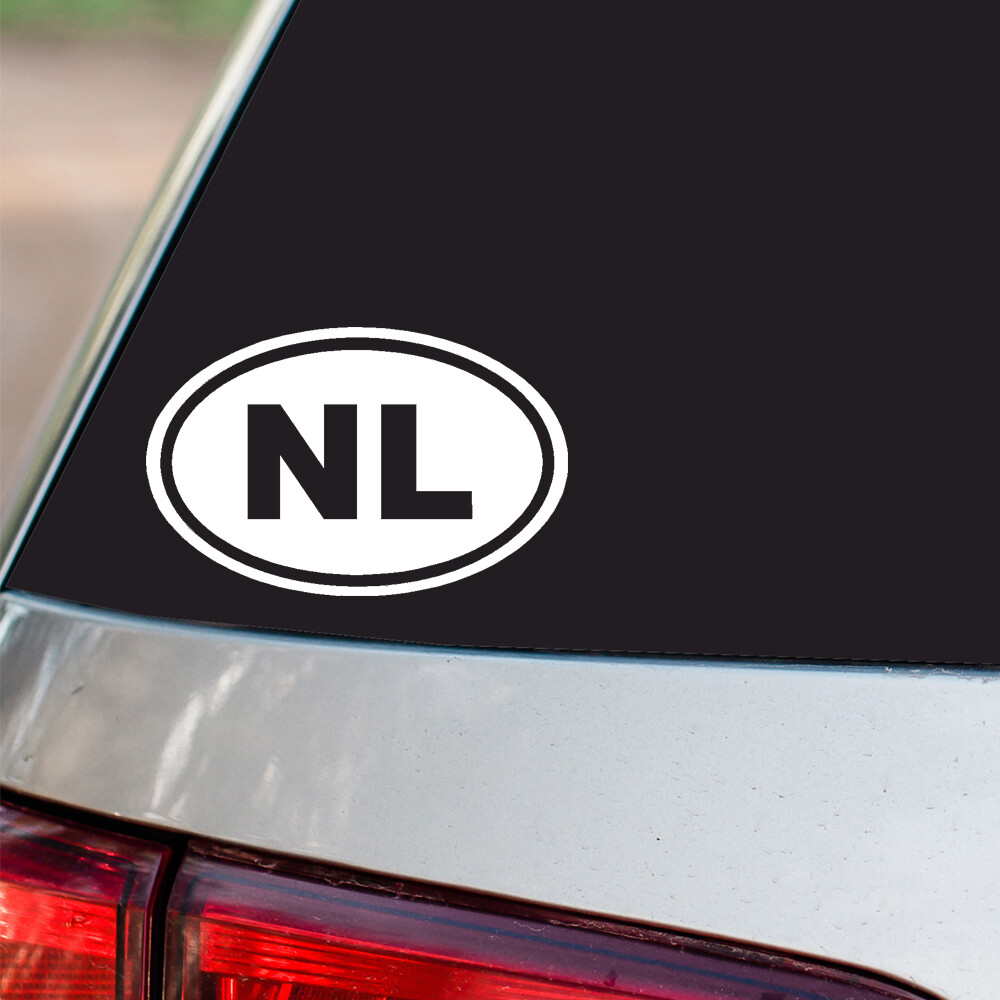 NL Sticker Netherlands Country Cod oval euro all sizes chrome and regular colors