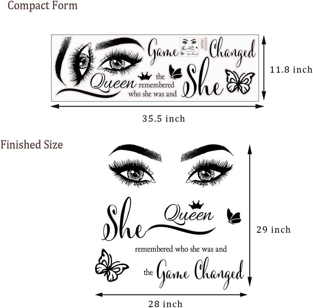 Inspirational Wall Sticker Pretty Eyelashes Eyes Wall Decals Motivational Word L