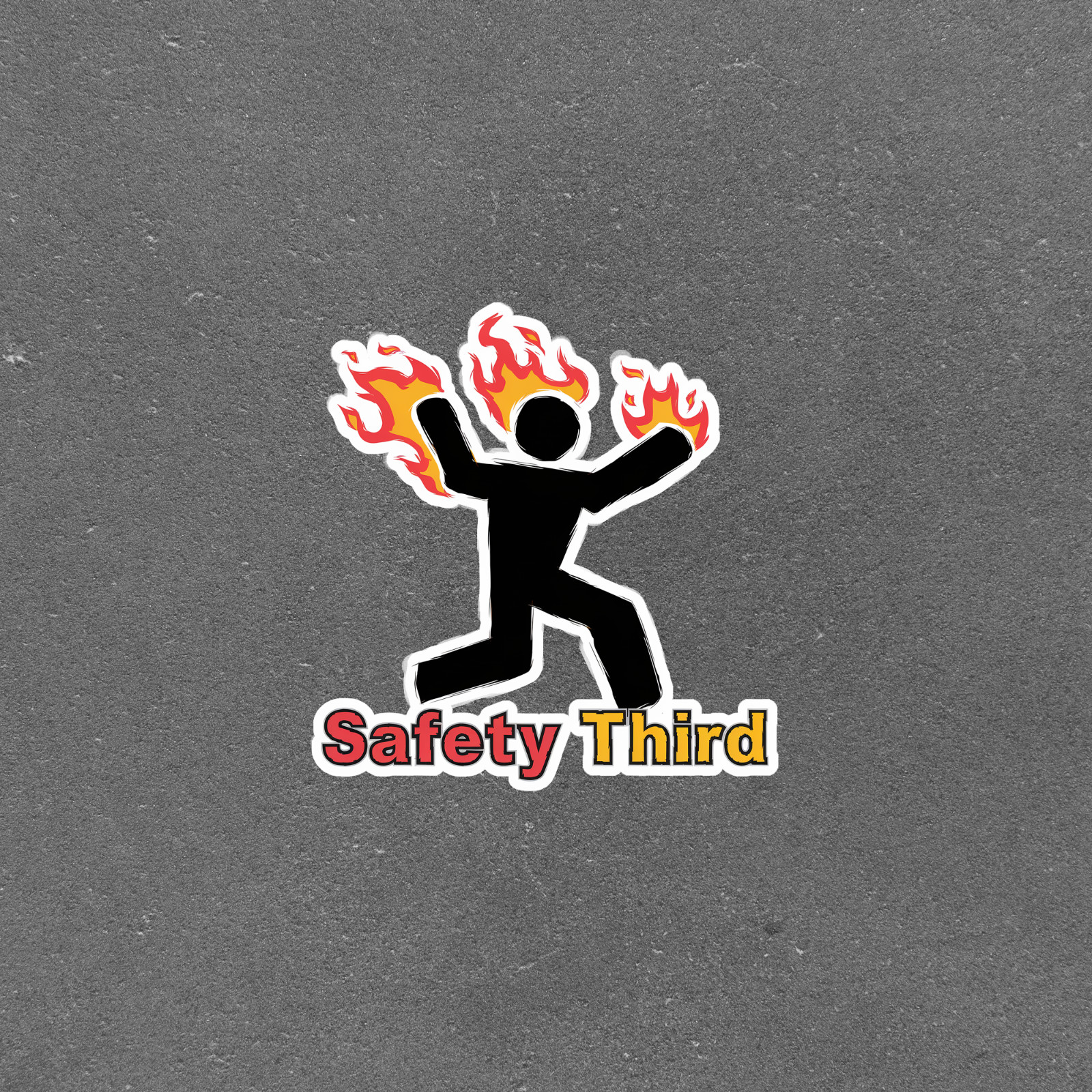 Safety Third Funny Sticker – Flaming Stick Figure Parody Decal for Laptop Car #4