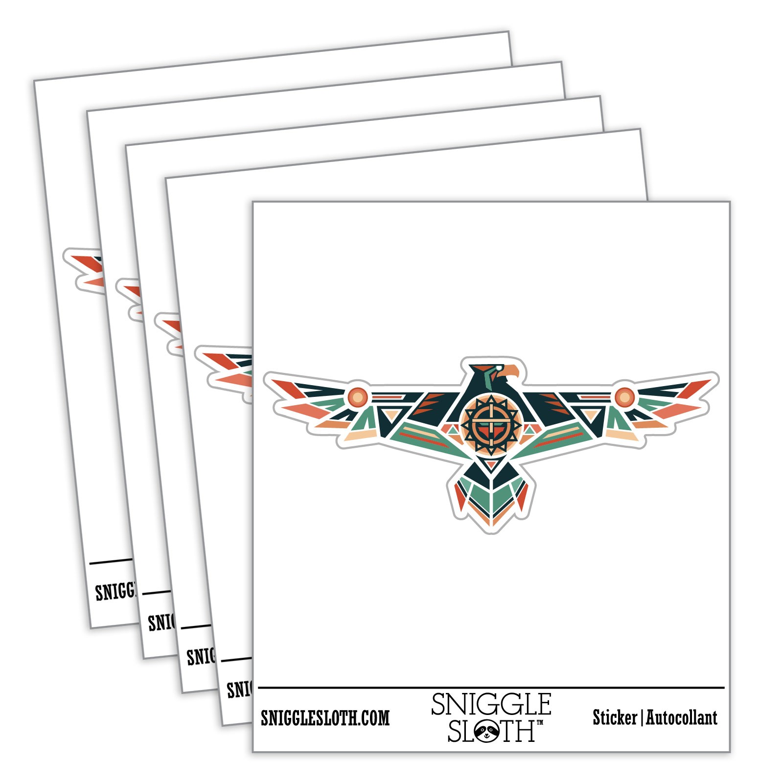 Native American ThunderEagle Tribal Waterproof Vinyl Decal Sticker Set – 5 Pack