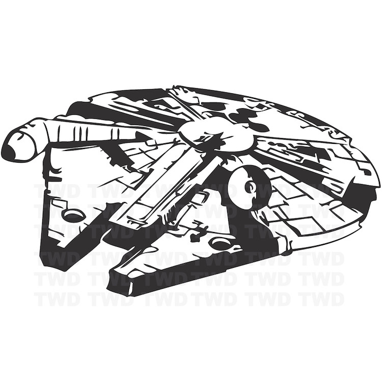 Millennium Falcon Wall Decal Star Wars Wallpaper Vinyl The Last Jedi Design, g95