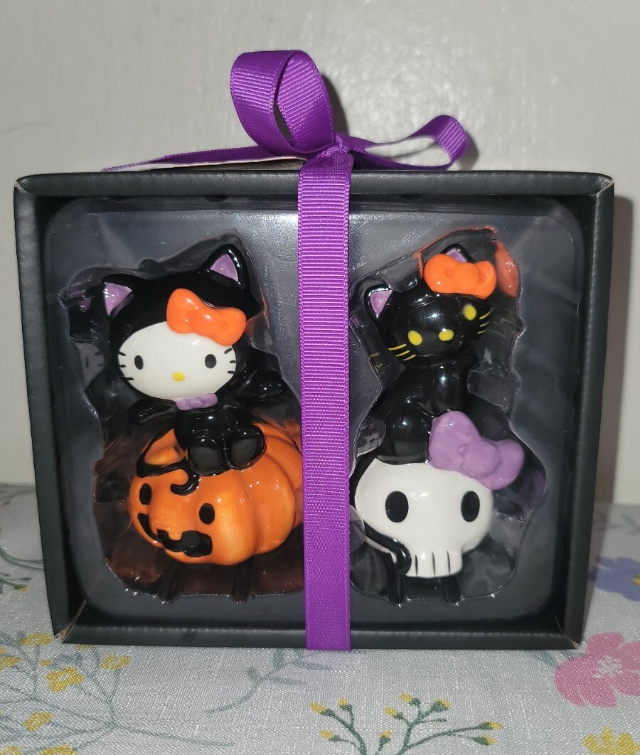 Halloween Blue Sky Clayworks Hello Kitty Cat Costume Salt and Pepper Shakers.