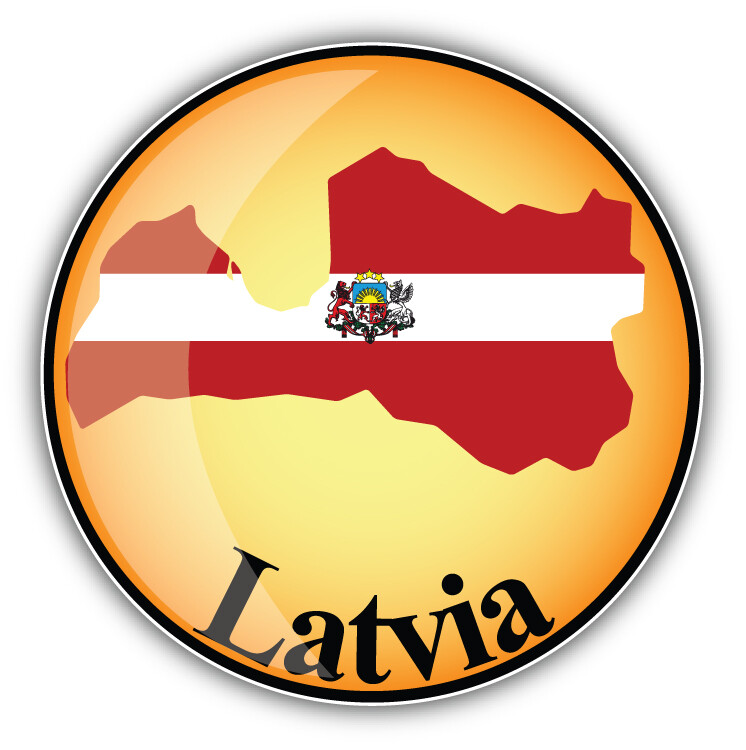Latvia Glossy Map Flag Car Bumper Sticker Decal
