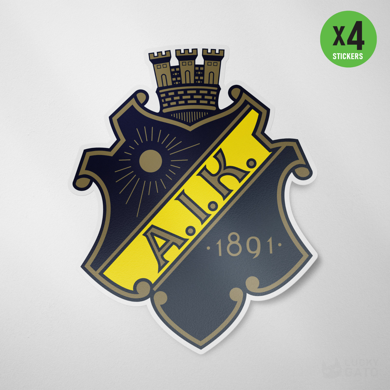 (4 Pack) AIK Sweden Vinyl Sticker Decal Football Allmänna Idrottsklubben Gnaget