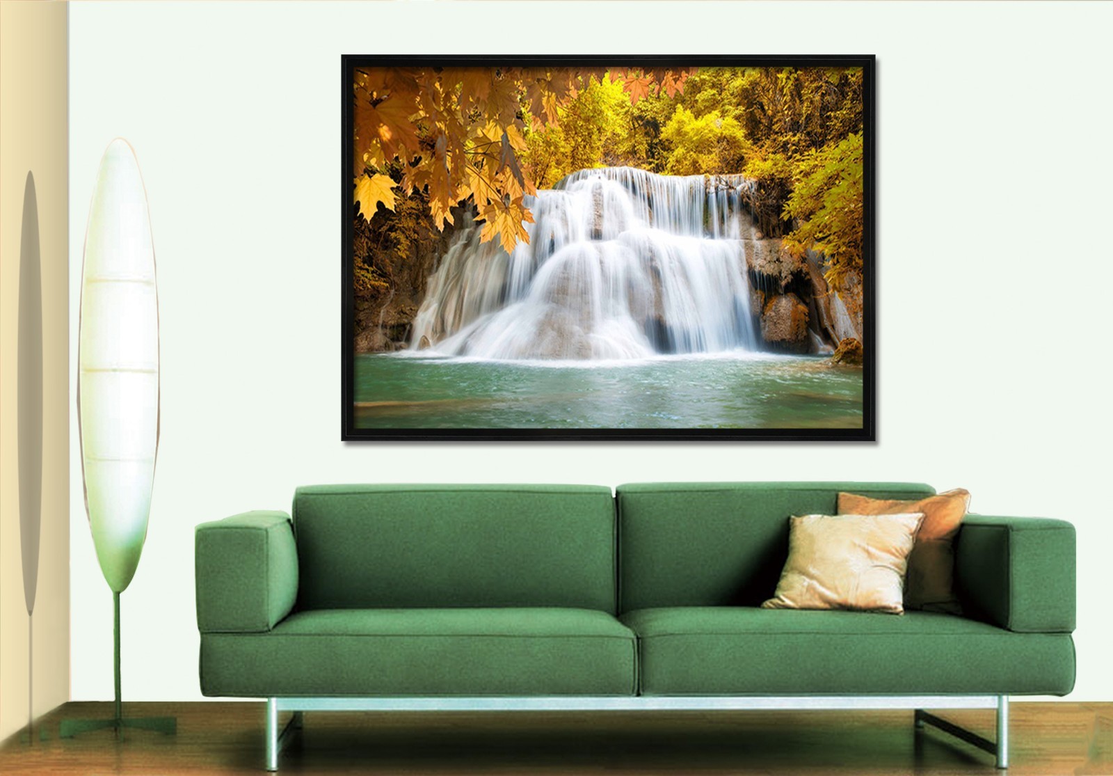 3D Yellow Waterfall 6 Framed Poster Home Decor Print Painting Art AJ WALLPAPER